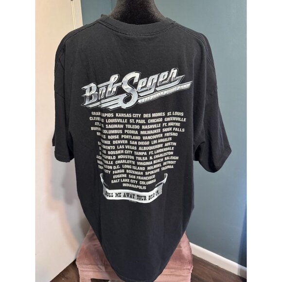 Bob Seger Roll Me Away Tour 2018-2019 Black Concert T-Shirt Size 2XL VGUC - Picture 5 of 7